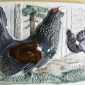 Vintage JIE Gantofta Ceramic Wall Plaque: Swedish Alpine Grouse Pottery