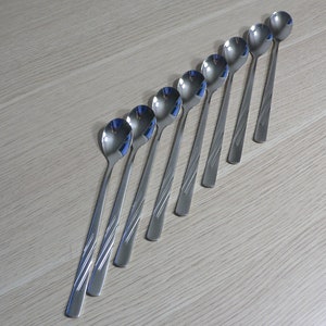 Seven 7 Star Germany long handled stainless steel cocktail spoons set of 8.Iced beverage bartender spoons for comfortable stirring.