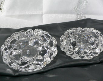 Vintage  Orrefors Sweden raspberry bubble crystal candle holders design by Anne Nilsson.Swedish crystal candle holders raspberry shape, pair