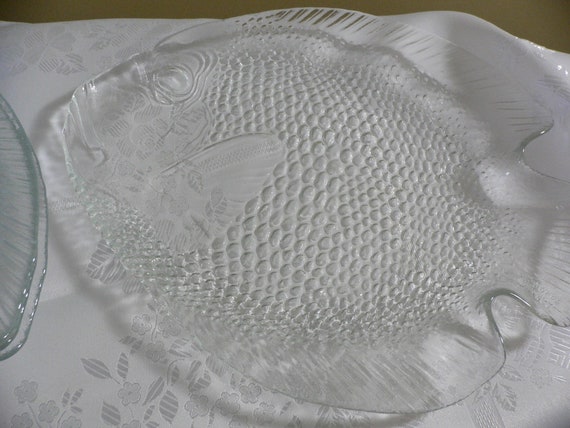 透明ガラス 魚型プレート2枚