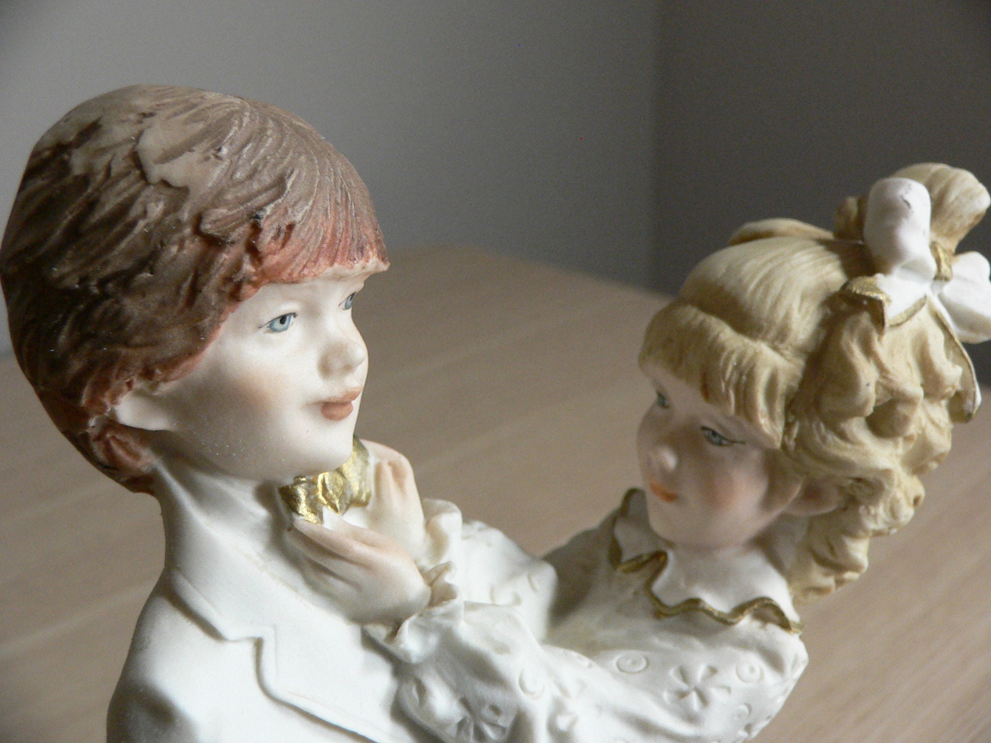 Vintage Auro Belcari 1984 DEAR Capodimonte Figurine on Wood