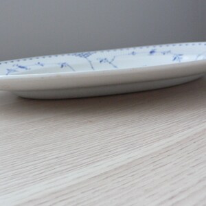 Furnivals Denmark Blue large oval serving platter fluted rim white and blue ironstone from England.Denmark Furnivals Trademark England. image 6