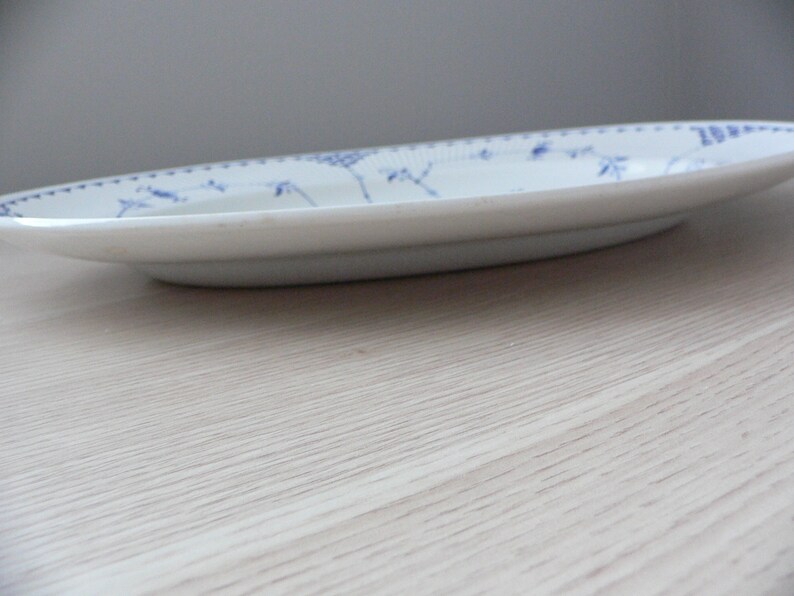 Furnivals Denmark Blue large oval serving platter fluted rim white and blue ironstone from England.Denmark Furnivals Trademark England. image 6