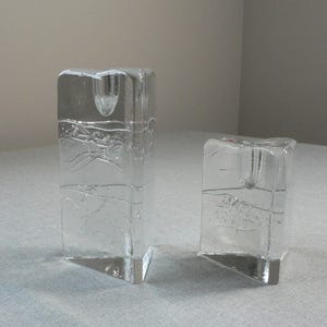 Vintage Iittala Arkipelago Candlestick Holder Set: Timo Sarpaneva Finnish Art Glass