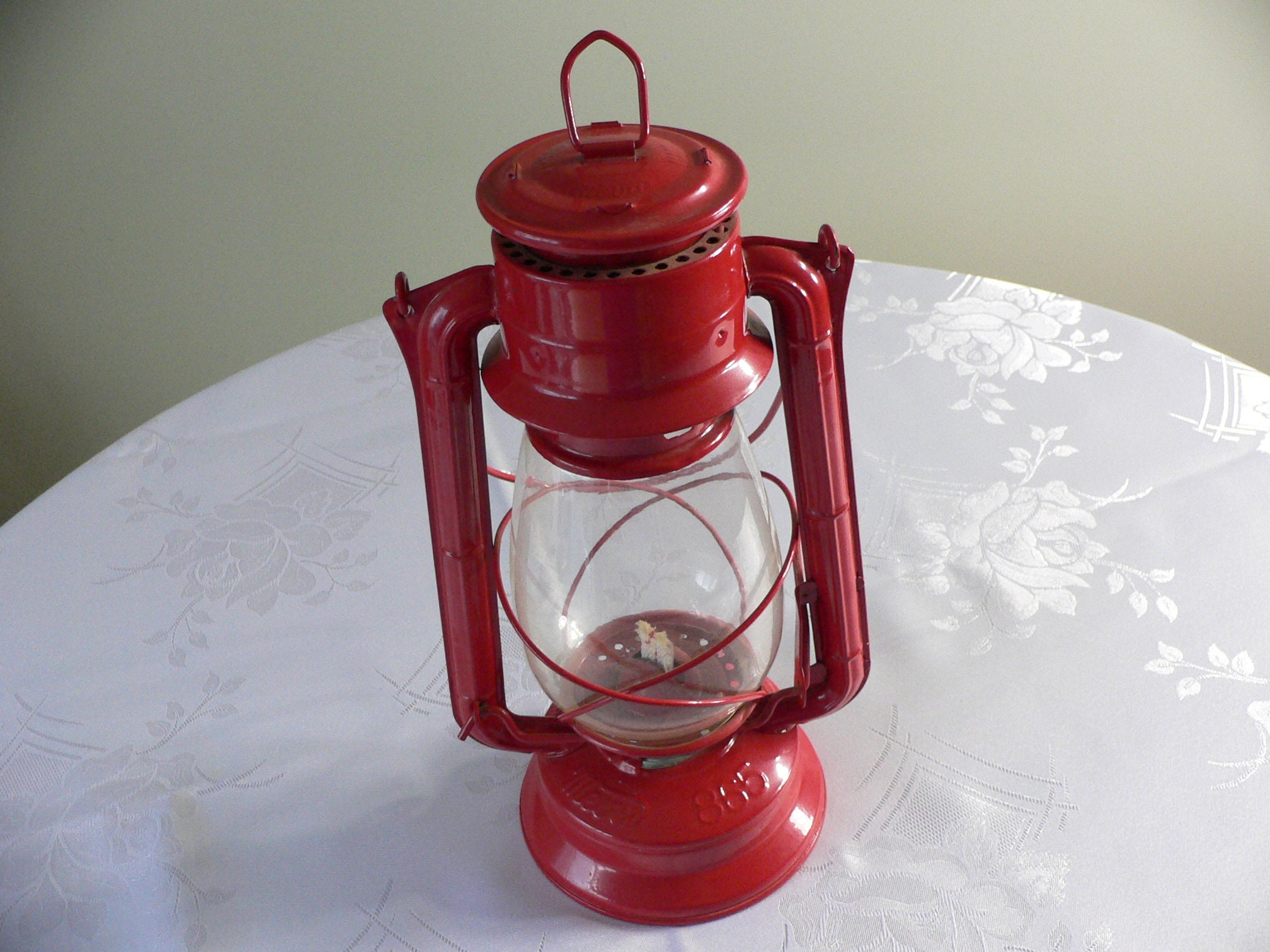 Vintage Meva 865 Hurricane Red Lantern Kerosene Lamp From