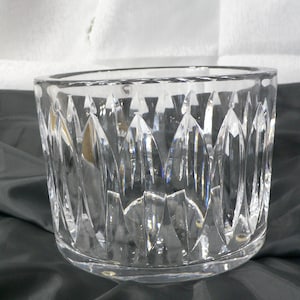 Vintage Orrefors Sweden clear crystal glass large bowl by Sven Palmqvist.Legend Leaves round bowl with flat rim design collectible glass.