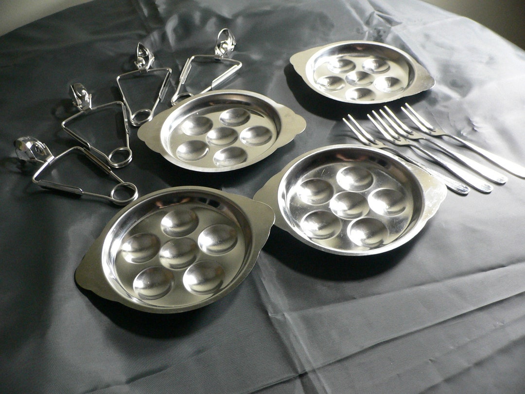 Vintage Stainless Steel Escargot and Seafood Appetizer Cocktail