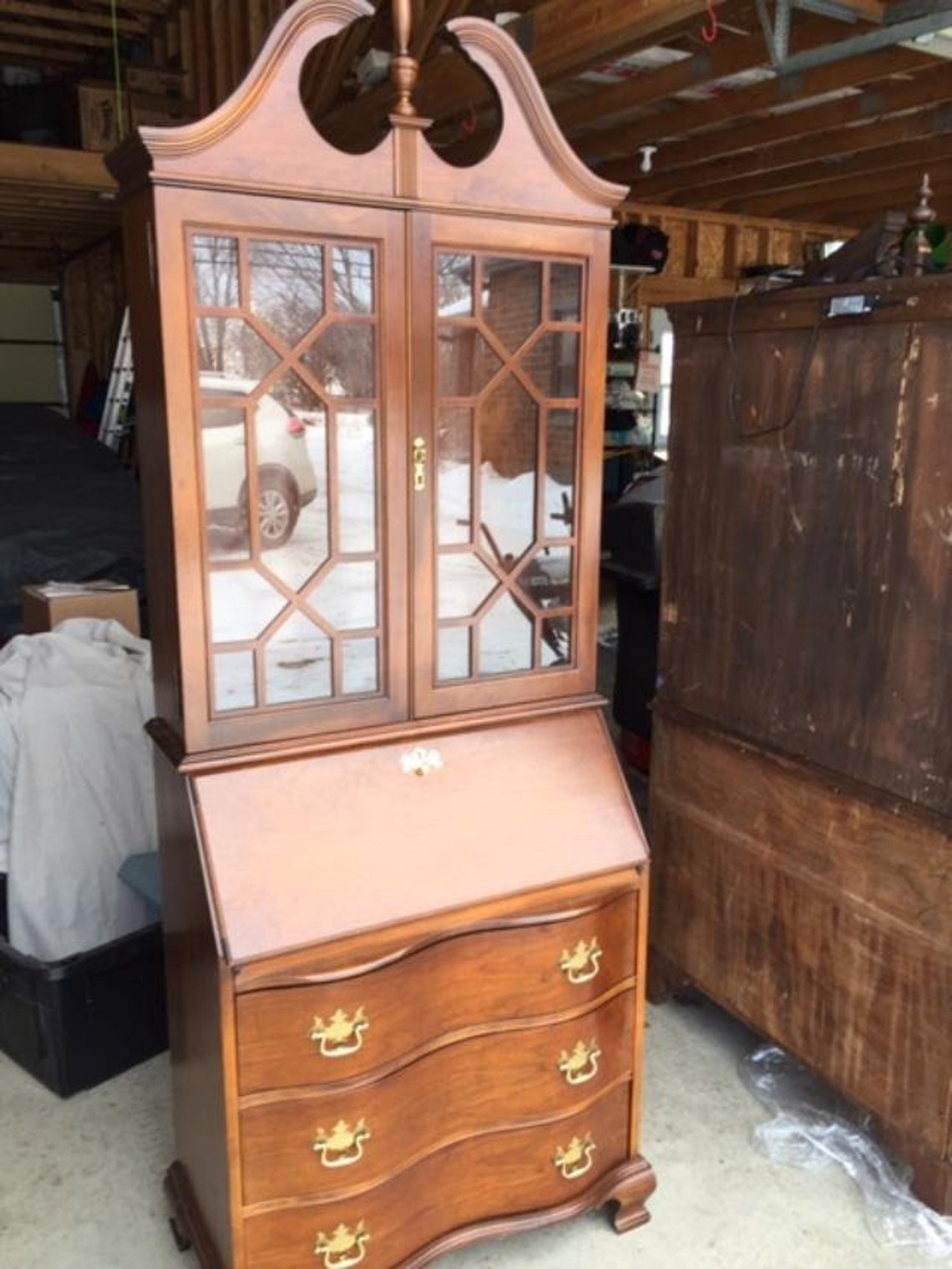 Vintage Jasper Cabinet Chippendale Secretary Style Hutch | Etsy