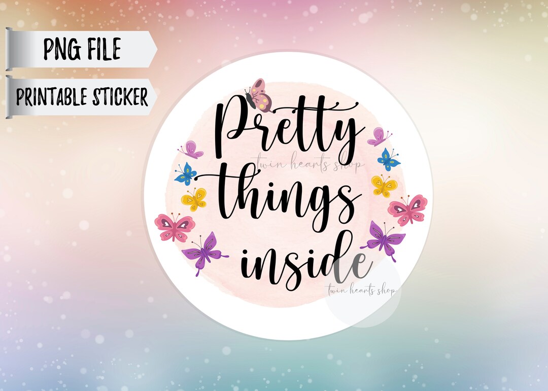 Pretty Things Inside Sticker PNG Butterfly Happy Mail Package - Etsy ...