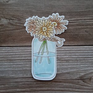 Floral vinyl stickers, floral in vase waterproof vinyl stickers