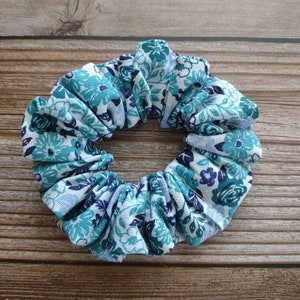 Blue floral scrunchies