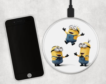 Minions - USB Fast Wireless Charging Pad in Black or Silver.