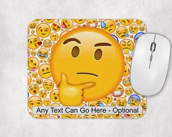 Thinking Emoji Face - Custom Pre-Printed Rectangular Computer Mouse Mat