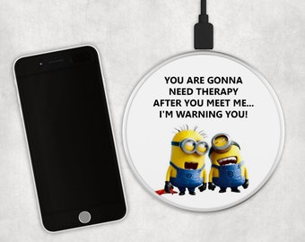 Minions - USB Fast Wireless Charging Pad in Black or Silver.