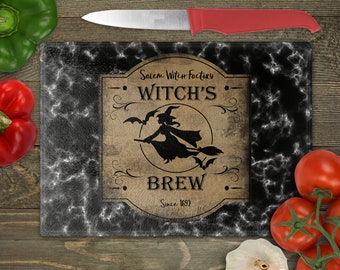 Witches Brew Themed Pre-Printed Toughened Glass Chopping Board - Size A3/A4 - Chinchilla Effect (Ripple)