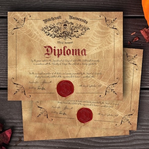 Witches & Wizards Novelty Diplomas From The Ministry of Magic - Printed Parchment, Paper, or Aluminium.