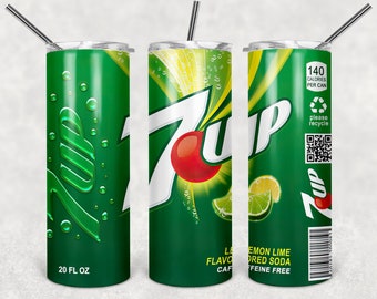 7 Up - Stainless Steel 20oz Skinny Tumbler With Lid, Stainless Steel Straw .