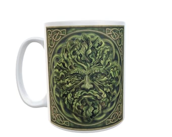 Green Man - Style 7 - Pagan, Celtic, Wicca Coffee mug – 11oz White Glossy Ceramic