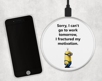 Minions - USB Fast Wireless Charging Pad in Black or Silver.