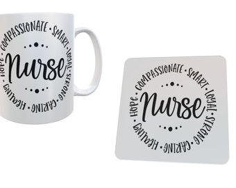 Nurse Circle - Nurse Sayings & Quotes – Glossy Mug, Coaster or Set of Both