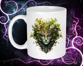 Green Man - Style 3 - Pagan, Celtic, Wicca 11oz Coffee mug, 12oz Latte Mug, and Frosted Glass Beer Stein