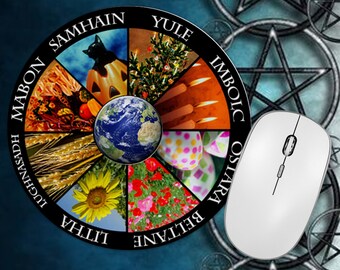 Pagan Wheel - Style Three - Pre-Printed Circular Computer Mouse Mat