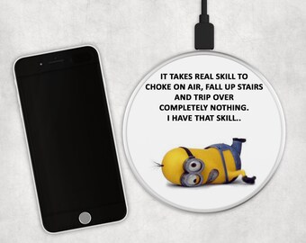 Minions - USB Fast Wireless Charging Pad in Black or Silver.