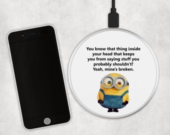 Minions - USB Fast Wireless Charging Pad in Black or Silver.