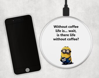 Minions - USB Fast Wireless Charging Pad in Black or Silver.