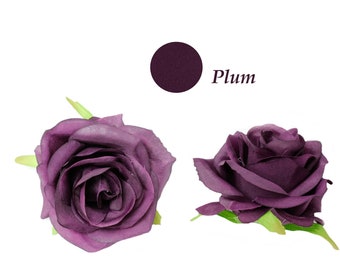 Pack of 10-30-50 Hand crafted artificial roses plum DIY flower wall cake topper bouquet corsage