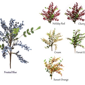 Berry Sprays: Rustic Holiday Decor, Soft Touch, 20&quot; (2 Stems)