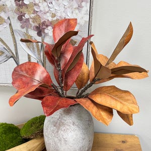 Pack of 2- 12 Leaves-Ultra realistic Quality Faux Natural Touch Magnolia Leaf Branch- High-end Quality Artificial Plant