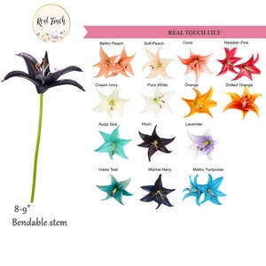 Real Touch Lily with bendable stem-orange navy spa white ivory