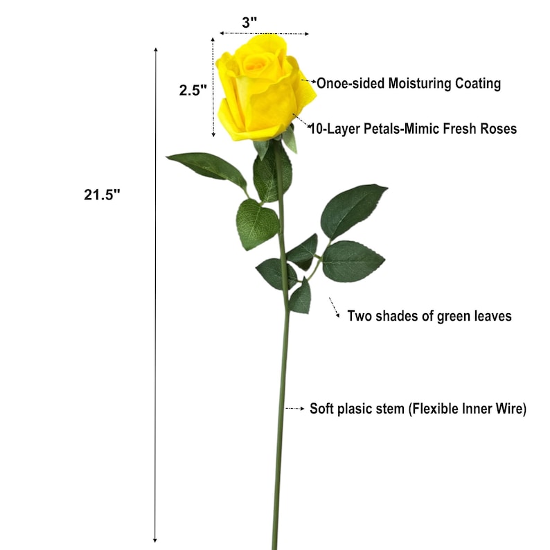 Yellow Realistic Roses Pack of 12-ultra Realistic -real Touch Yellow Rose -moisturized Coating ...