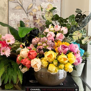 Real touch Artificial Peony Bouquet-Floral Arrangement Home Decor Wedding Bouquet Centerpiece