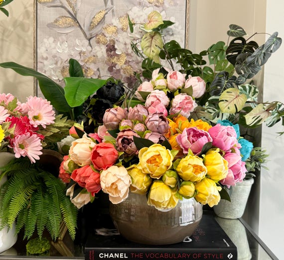 Real touch Artificial Peony Bouquet-Floral Arrangement Home Decor Wedding Bouquet Centerpiece
