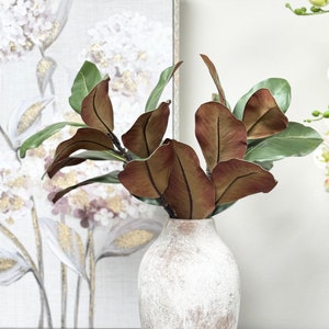PACK OF 2-22&quot; Faux Natural Touch Magnolia Leaf Branch- Green, High-end Quality Artificial Plant