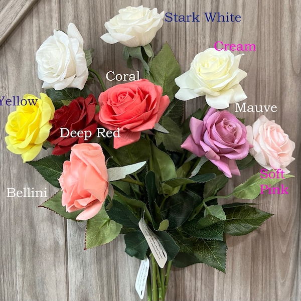 WHOLESALE-48 STEMS Real Touch 17" Lange real touch rose steel-Bouquet centerpiece tafelblad arrangementen boutonniere corsage