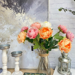 Pack of 6-Long stems 20&quot; real Touch Peony-home decoration centerpiece wedding DIY flowers