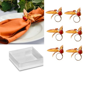Boxed-6pc Set: Holiday Napkin Ring-Pear