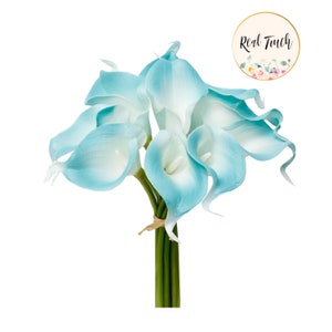 GA,USA-Soft Real Touch calla lily-Aqua Blue Home decor event corsage bouquet centerpieces wreath