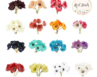 Real Touch PU Poppy Bouquet: Soft Eco-Friendly Home Decor