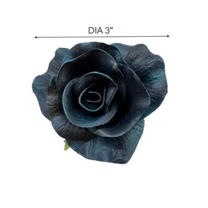 3" Real touch PU navy blue stemless rose-DIY corsage boutonniere cake topper bouquet