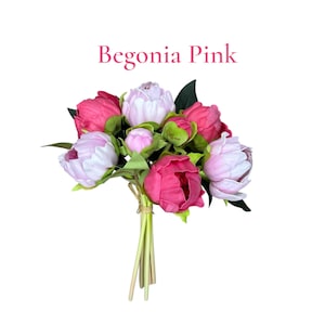 Real touch Artificial Peony Bouquet-Begonia Pink Mixed