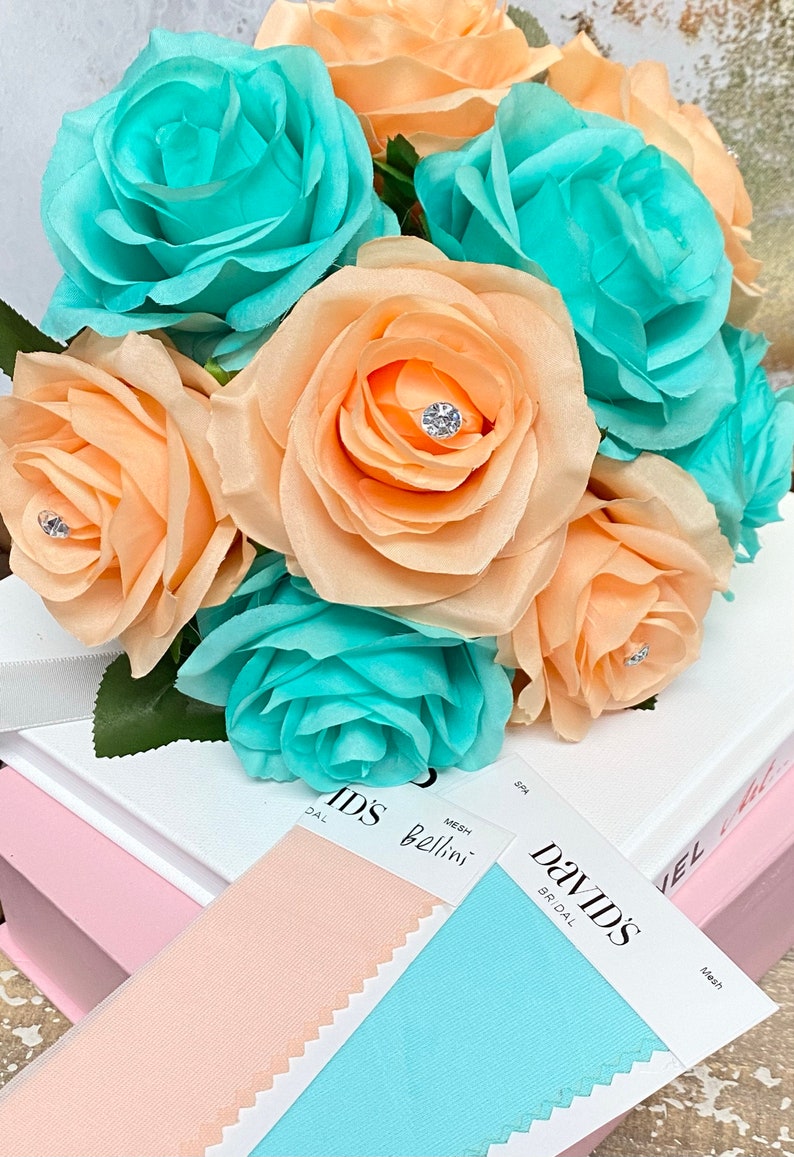 Hand Crafted Artificial Roses Emerald Juniper Green Oasis Teal Etsy