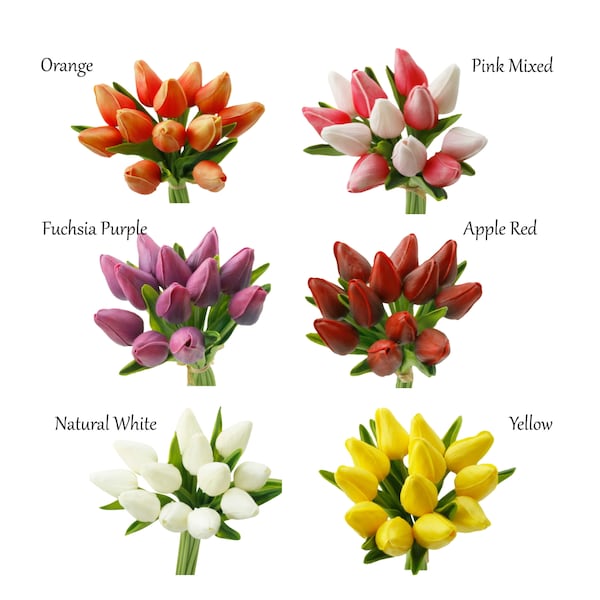 Pack of 12-Real Touch tulip bud bouquet home decoration centerpiece wedding bridal party bouquet corsage boutonniere(R116)