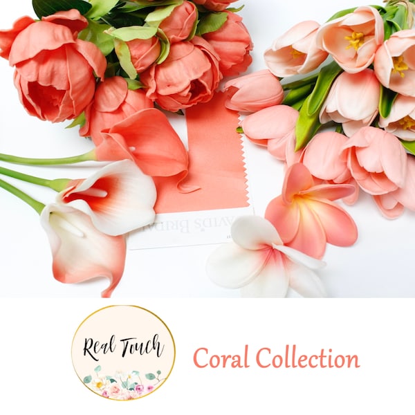 Natural Coral theme collection-tulip calla lily plumeria peony