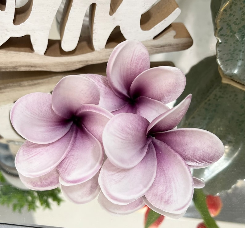 Shipping from GA, USA-Real touch Plumerias Frangipani flower head bloom no stem centerpiece corsage boutonniere arrangements image 2