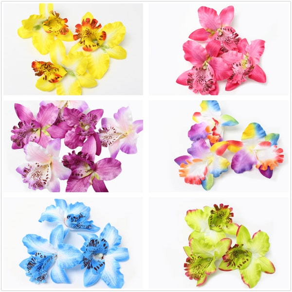 Pack of 10-Silk orchid flowers-DIY Corsage Boutonniere Hair comb centerpiece or bouquets-no stem