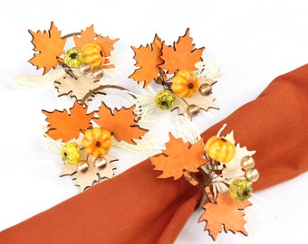 Napkin Ring- Pack of 4,8,40-wooden maple leaves berries raffia berries Perfect Fall table setting